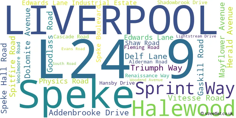 A word cloud for the L24 9 postcode